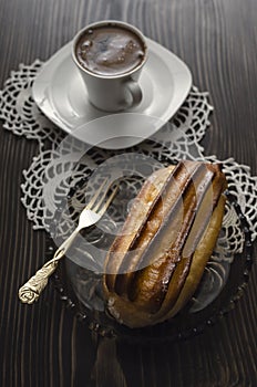 Traditional Turkish dessert tulumba on table