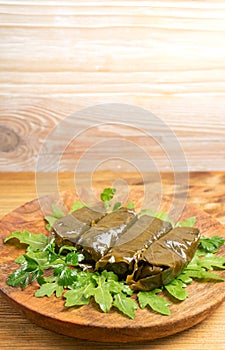 Traditional Turkish Dolma, Sarma or Dolmades Closeup