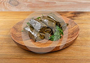 Traditional Turkish Dolma, Sarma or Dolmades Closeup