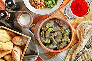 Traditional Turkish Dolma, Sarma or Dolmades Top View