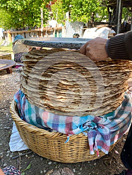 Traditional Turkish flatbread, Also known as yufka ekmek. Traditional turkish yufka ekmek,