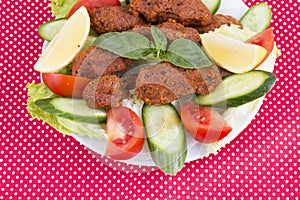 Traditional Turkish foods; bulgur kofte cig kofte