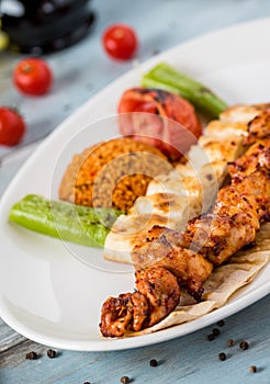 Traditional Turkish grilled Chicken shish kebab