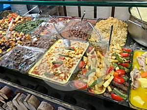 Traditional Turkish / Karadeniz Homemade Foods Served in Big Trays at Restaurant For Sale. photo