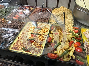 Traditional Turkish / Karadeniz Homemade Foods Served in Big Trays at Restaurant For Sale. photo