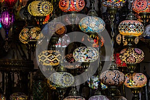 Traditional Turkish lanterns made of  glass