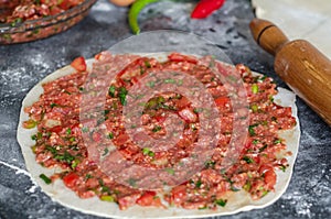 Traditional Turkish pizza lahmacun