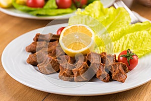 Traditional Turkish Raw Meat.  Cig Kofte  Turkish food photo