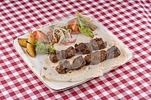 Traditional turkish shish kebab stock photo