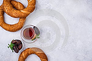 Traditional Turkish simit with sesame