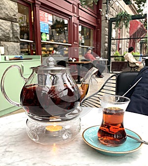 Traditional turkish tea armudu glass