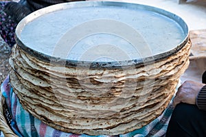 Traditional turkish yufka ekmek, tandir pita ekmek background