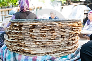 Traditional turkish yufka ekmek, tandir pita ekmek background
