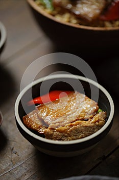 traditional twice cooked pork(huiguorou),Twice cooked pork slices,Sichuan style Chinese dish