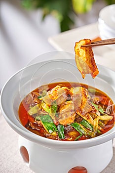 traditional twice cooked pork(huiguorou),Twice cooked pork slices,Sichuan style Chinese dish