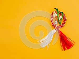 Traditional twisted red and white thread, romanian tradition of 1st of march martisor