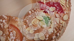 Traditional typical spanish round cake ROSCON with fruits and nuts