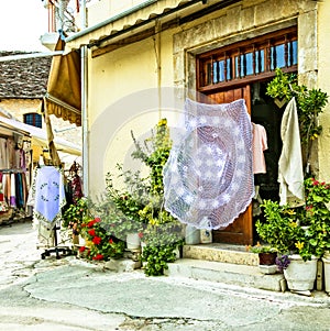 Traditional typical villages of Cyprus with lace workshops. Omodos photo