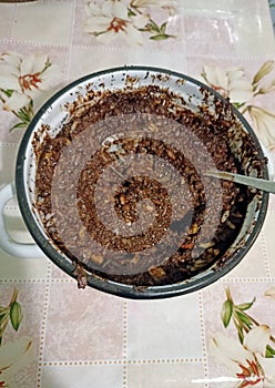 Traditional Ukrainian Christmas dish made of rice, nuts and chocolate - kutya.