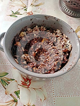Traditional Ukrainian Christmas dish made of rice, nuts and chocolate - kutya.