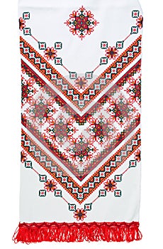 Traditional Ukrainian embroidered towel photo
