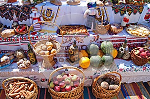 Traditional Ukrainian festive dinner meals