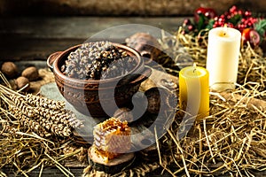 Traditional ukrainian food Christmas porridge kutya. Traditional food for christmas eve in Belarus, Ukraine and Poland photo