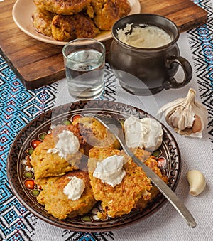 Traditional Ukrainian homemade potato pancakes (draniks)