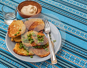 Traditional Ukrainian homemade potato pancakes (draniks)