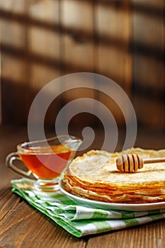 Traditional Ukrainian or Russian pancakes. The concept of food,