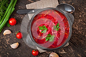 Traditional Ukrainian Russian vegetable borsch