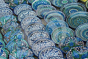 Traditional Uzbek ceramic plates photo