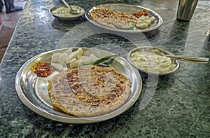 Traditional Vaishno Dhaba Aloo paratha, for breakfast