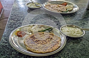 Traditional Vaishno Dhaba Aloo paratha, for breakfast