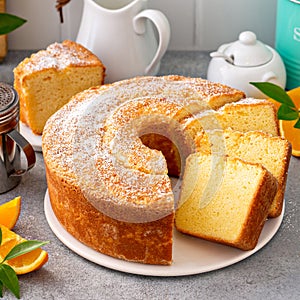 Traditional vanilla pound cake with orange extract, Bundt cake