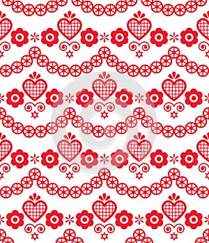 Traditional vector seamless pattern inspired by folk art embroidery Lachy Sadeckie - textile or fabric print ornament