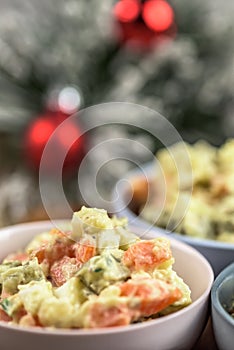 Traditional vegetable salad made of boiled vegetables