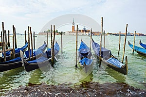 Traditional venetian gondolas, Venice, Italy