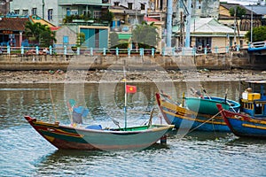 Traditional Vietnamese boat in the basket shaped , Phan Thiet, Vietnam