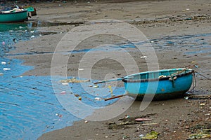 Traditional Vietnamese boat in the basket shaped , Phan Thiet, Vietnam