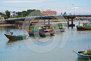 Traditional Vietnamese boat in the basket shaped , Phan Thiet, Vietnam