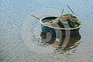 Traditional Vietnamese boat in the basket shaped , Phan Thiet, Vietnam