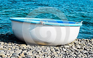 Traditional Vietnamese boats on the beach