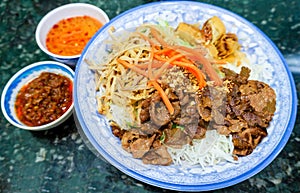 Traditional Vietnamese Bun Vermicelli Salad photo