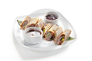 Traditional Vietnamese Deep Fried Spring Rolls Isolated