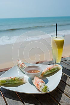 Traditional Vietnamese fresh spring rolls