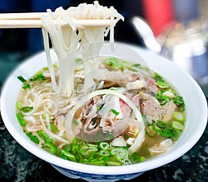 Traditional Vietnamese Pho Beef Noodle Soup photo