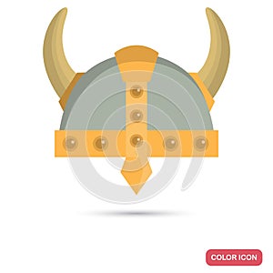 Traditional viking helmet color flat icon for web and mobile design