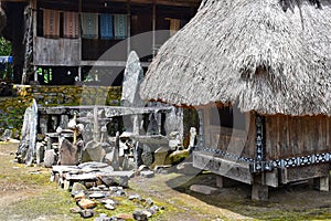 The traditional village of Bena on the island of Flores, a traditional house with a roof made of grass