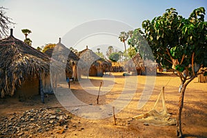 Traditional village with clay houses in Senegal, Africa